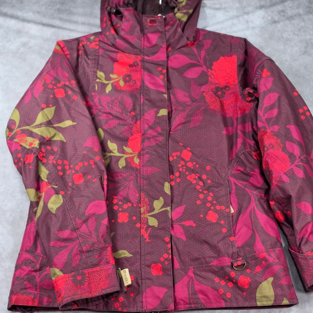 Roxy Snow Jacket Womens XS Plum Pink 10,000 Floral Waterproof Dry Flight 10,000